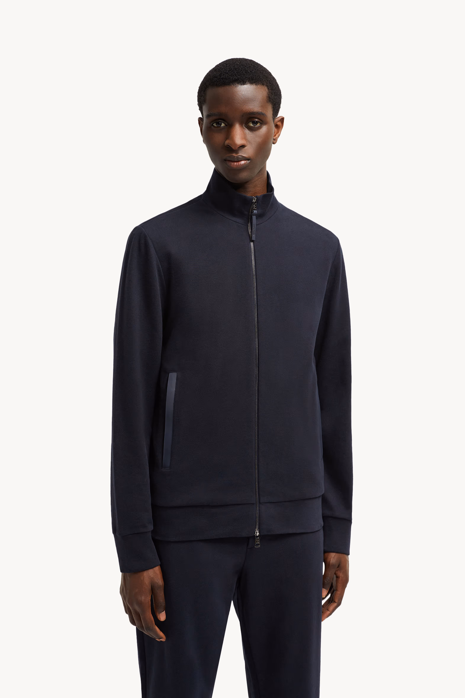 Sweat en coton et cachemire à bordure en daim Hommes Bleu marine Moncler 3